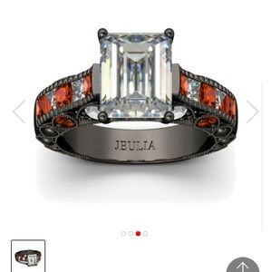 Emerald cut sterling silver ring